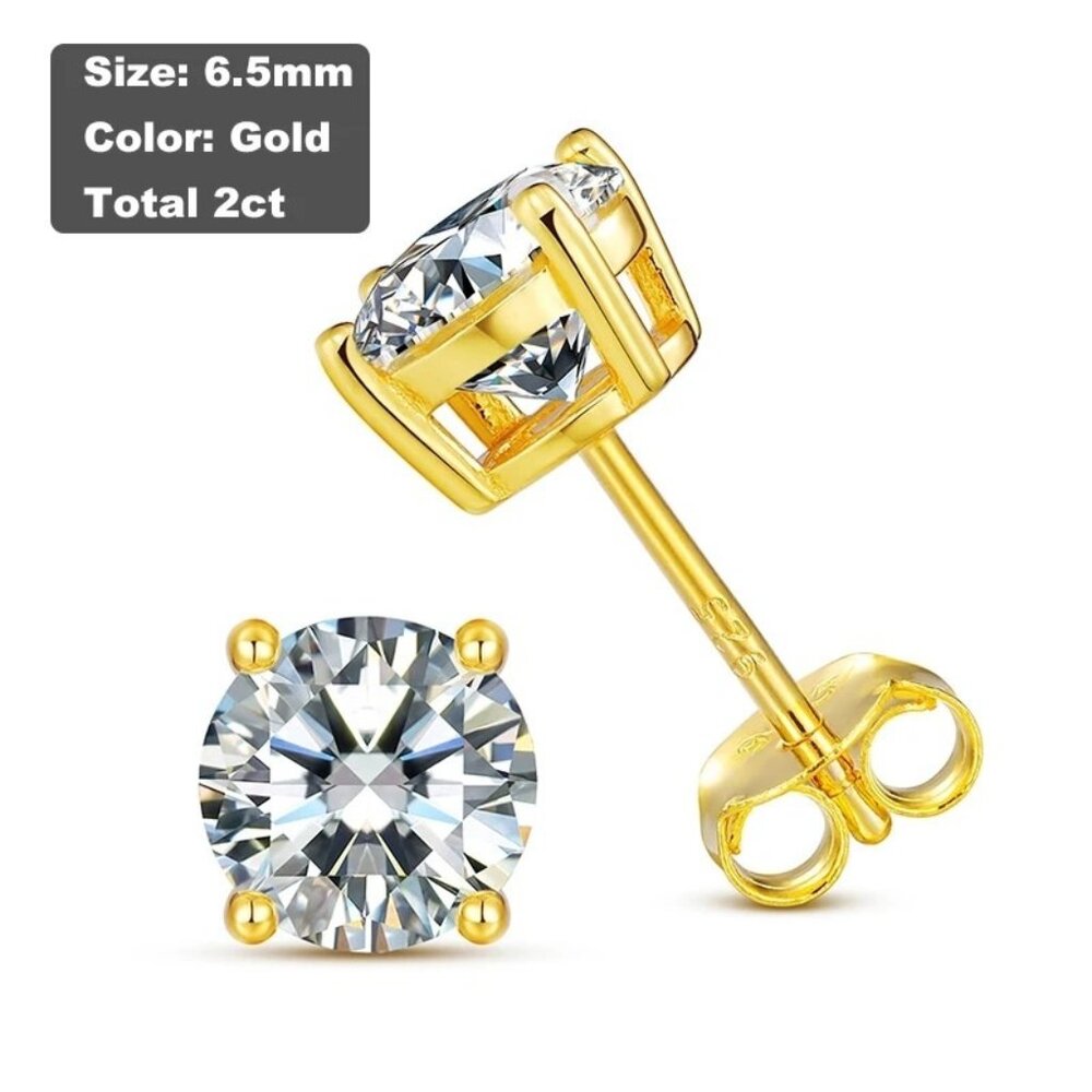 Beautiful Certified 2ct. in Total Moissanite Earrings Round Stud  Diamond